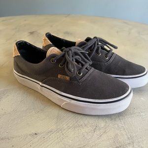 Vans Off the Wall Lows Cork Woodgrain Gray Skate Shoes Size 7.5 Womens , 6 Mens